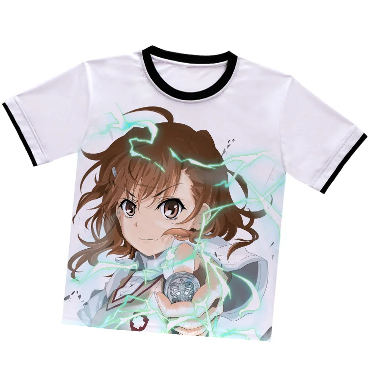 

Toaru Kagaku no Railgun Misaka Mikoto O-Neck T-shirt anime short-sleeved T-shirt summer cosplay
