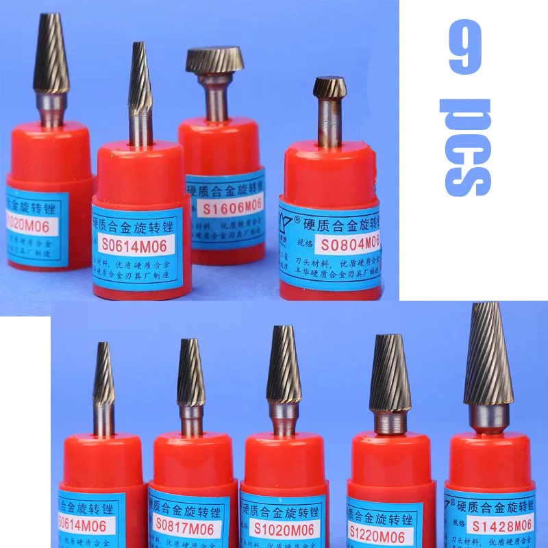 

9pcs S# Tungsten Steel Grinding Head Dremel Accessories, Carbide Rotary Tool CNC Dremel Engraving