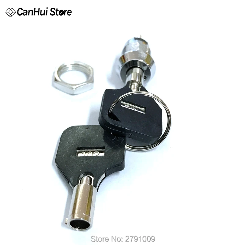 12mm Metal Key Switch 250V ON/OFF Lock Switch KS Electrical Key Rotary Switch with Keys Unilateral Pull Out Single Side Key hole