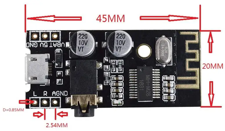 Drahtloses Bluetooth-Audioempfänger-Board-Modul MH-MX8 M18 M28 M38 BLT 20M 4.2 5.0 MP3 Verlustfreier Decoder Stereo Elektronisches DIY-Kit – Detail 6
