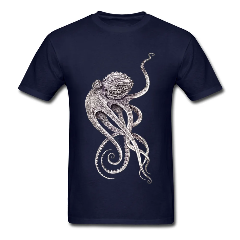 Retro Black T-shirt Men Elegant Octopus Print T Shirt Steampunk Tops Tees Personalized Short Sleeve TShirt Father Day Gift Cloth