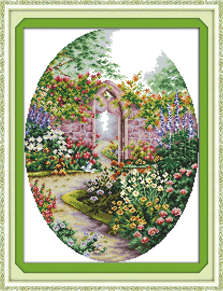 Joy Sunday 11CT 14CT Counted Cross Stitch Kits Garden Pattern Needlework Embroidery Painting Cross Stitch Printed On Canva