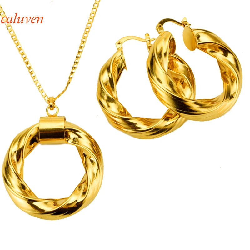 Dubai gold Ethiopian necklace & earrings African sets Gold Color jewellery for Israel/Sudan/ Arab/middle east women Gift