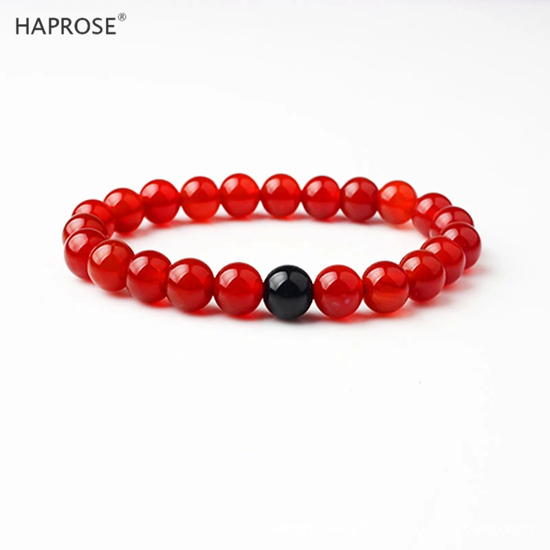 Natural Agate Bracelet 8mm Beads Black Yoga Energy Stone Bracelet Red Halo Original Stone Activity Creative Bracelet Gift