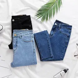 Skinny Jeans pour les Femmes Femme Denim crayon Pantalon Mi Taille Noir Couleur Stretch Élastique Bleu Crayon Jeans Plus La Taille