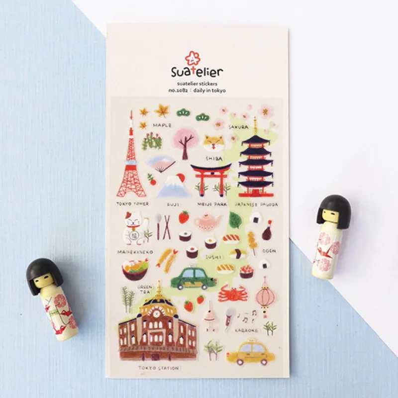 Sonia Daily In Tokyo DIY PET Stickers Scrapbooking  Japan Building Tower Sushi Foods Die Cuttings Diary Planner Hobby Decoration