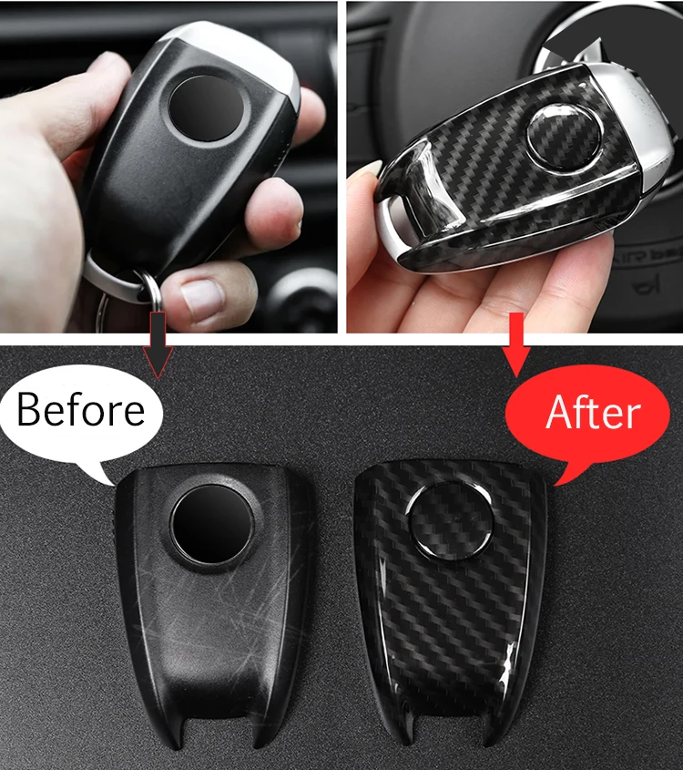 Carbon Fiber Style ABS Plastic Key Shell Cover Trim For Alfa Romeo Giulia Stelvio 2017 2018 2019 2020 Car Accessories Parts