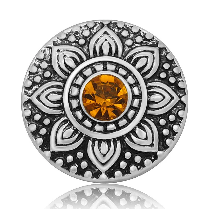 New KZ3136 Charming colorful flowers pattern Round rhinestone 20MM snap buttons fit snap bracelet jewelry wholesale