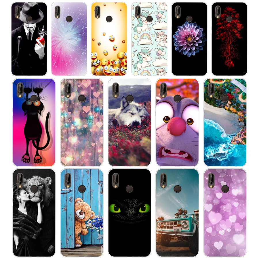 C  Huawei P20 Lite Case 5.84inch Huawei P20 Lite Soft Rubber TPU Silicone Back Phone Case For Huawei P20 Lite Cover Bag Cases