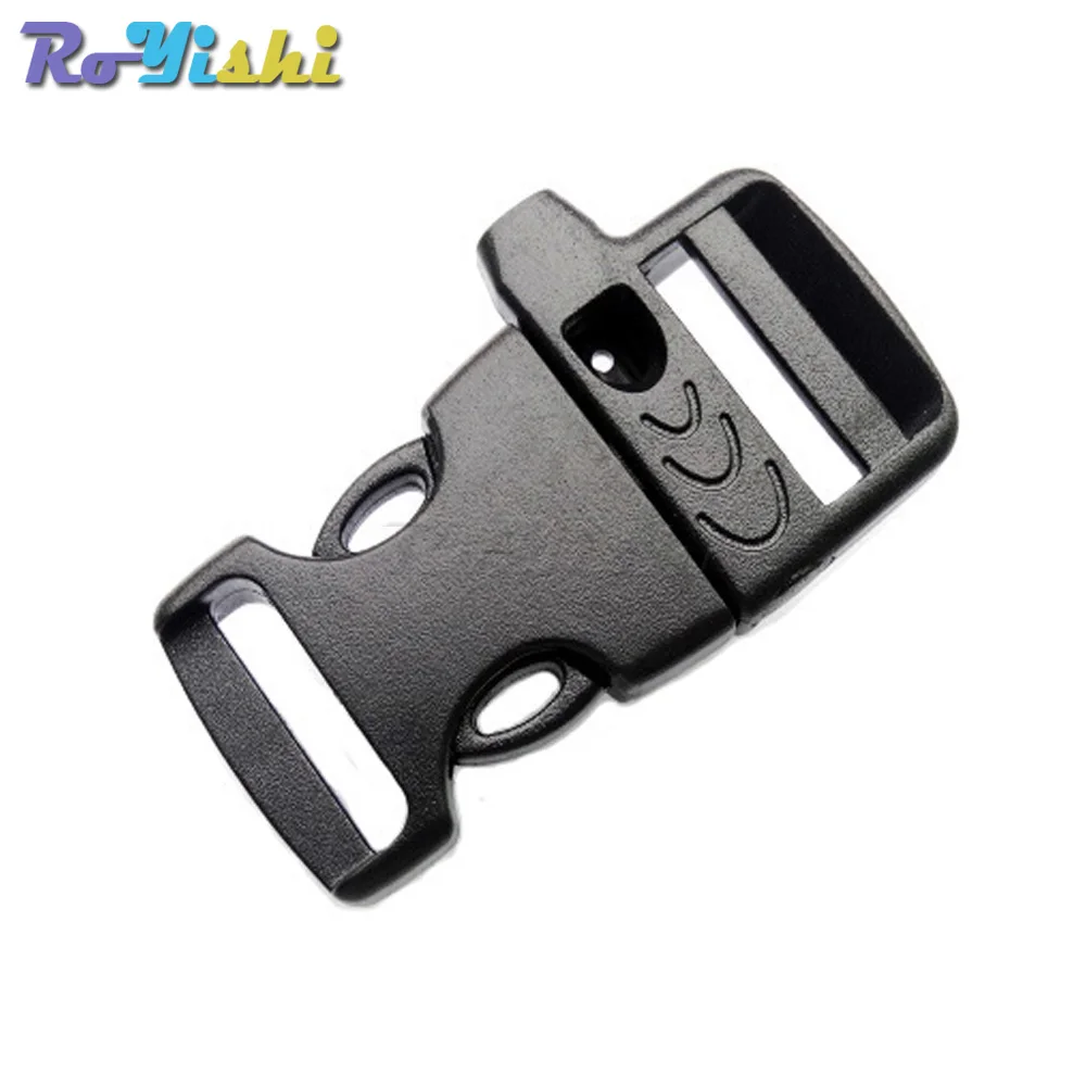 3/4\'\'Emergency Survival Side Release Whistle Buckles For Paracord Bracelet Black