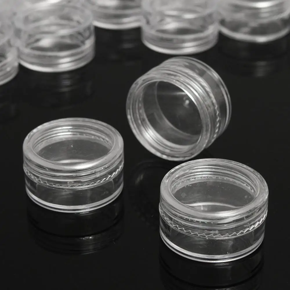 50pc/Lot 5g Sample Clear Cream Jar Mini Cosmetic Bottles Containers Transparent Pot For Nail Arts Small Clear Can Tin For Balm