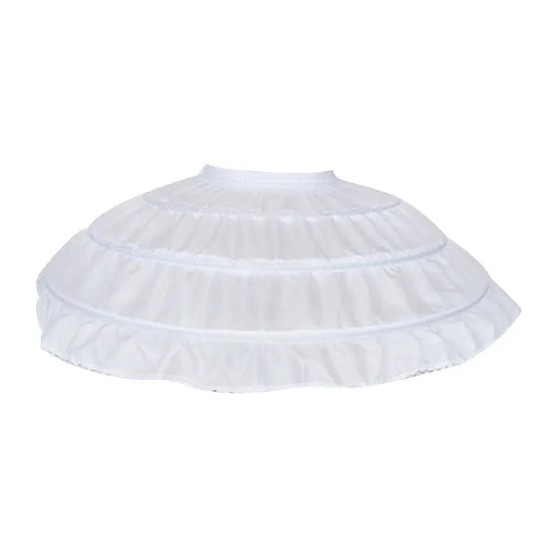 Children Girls Hoops White Petticoat Wedding Dress Underskirt Elastic Waistband Drawstring A-Line Skirt shipping