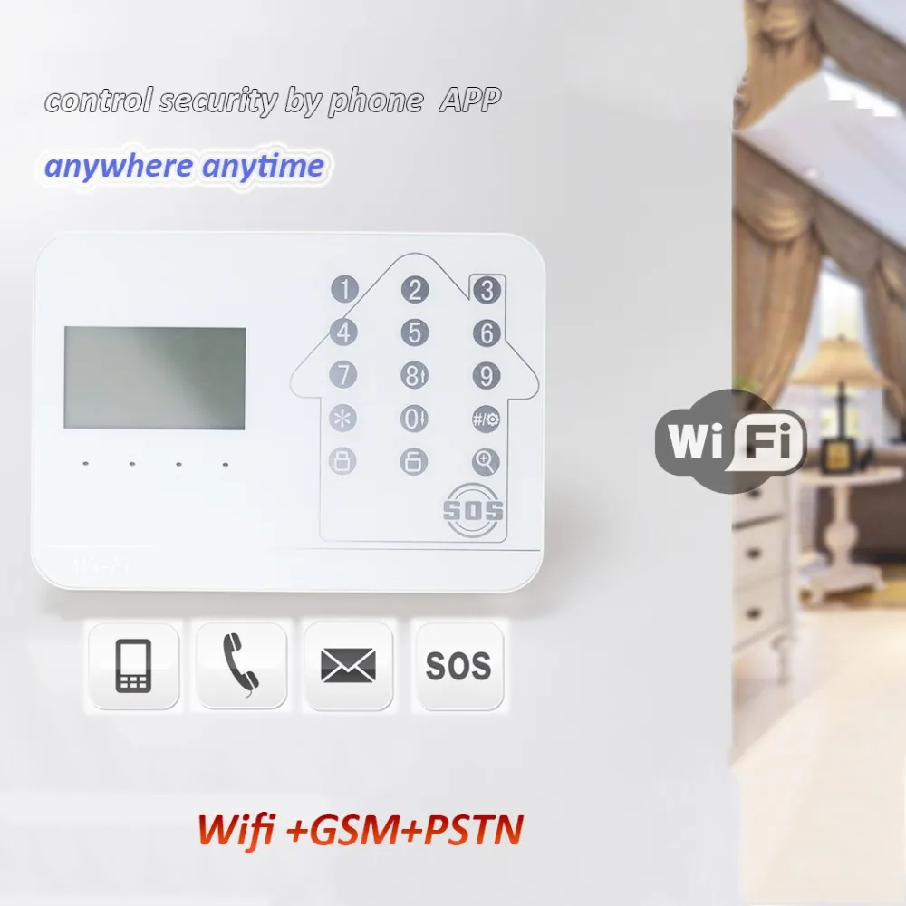 IOS Android APP GSM WIFI Burglar GSM Alarm System Wireless GSM Alarm System Support IP camera motion detector