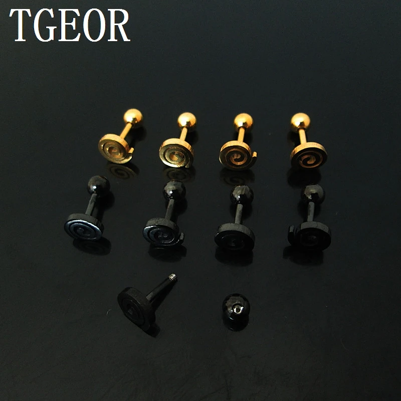 1 Pair 1.2*6*4/6mm Lollipop laser cut surgical Steel TITANIUM PLATED COLORS tragus piercing earring