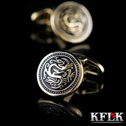 KFLK Jewelry French shirt cufflink for mens Brand Chinese Dragon Cuff link Luxury Wedding Button High Quality