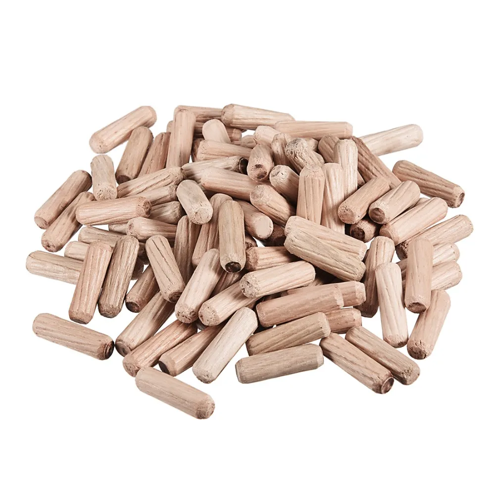 UXCELL 100pcs 6x20mm 6x40mm 8x30mm 10x30mm Wooden Dowel Pin Wood Kiln Dried Fluted Beveled Hardwood for Constructing Wood Joints