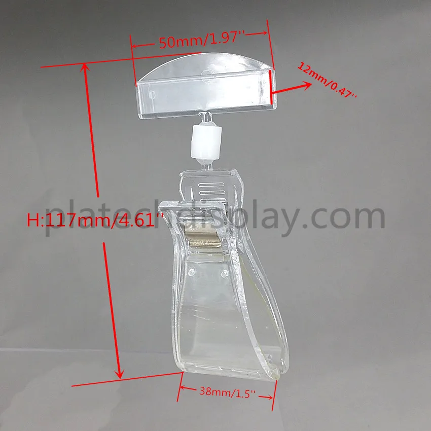 Large Open Size POP Plastic Swivel Sign Card Display Clip Price Tag Holder Tube Clear 50pcs