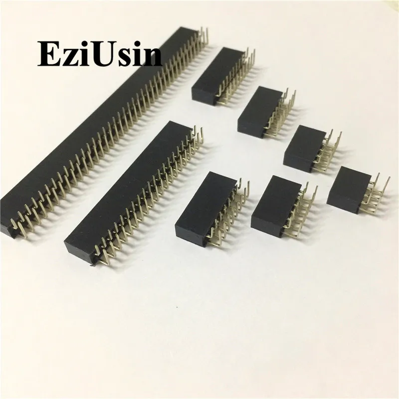 2.54Mm R/Een Dubbele Rij Vrouwelijke 2 ~ 40P Pcb Board Haakse Pin Header Socket Connector pinheader 2 */4/6/10/20/40Pin Voor Arduino