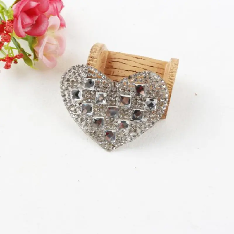 Clear Heart Patch Rhinestones Motifs Iron On Patches Strass Crystal Applique For Jeans Clothing Crafts Decorations