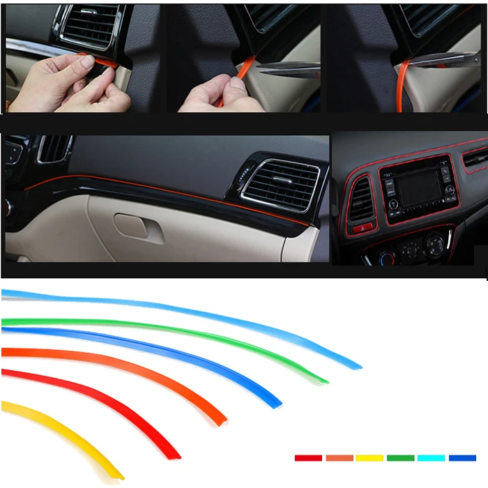 2M Accessory Car Interior Dashboard Panel Gap Flexible Decoration Moulding Trim Strip Line DIY