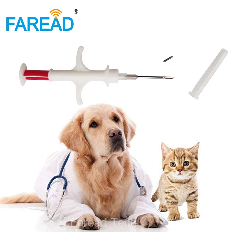Gratis verzending onder huid 134.2 Khz RFID Glas tag injecteerbare spuit 1.4x8mm FDX-B microchip veterinaire huisdier implantaten
