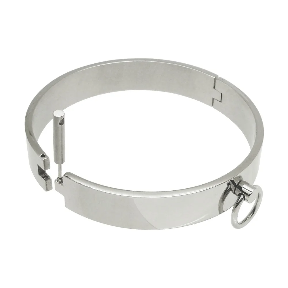 polished stainless steel slave collar lockable torque choker necklace fetish jewelry with bondage restraints set