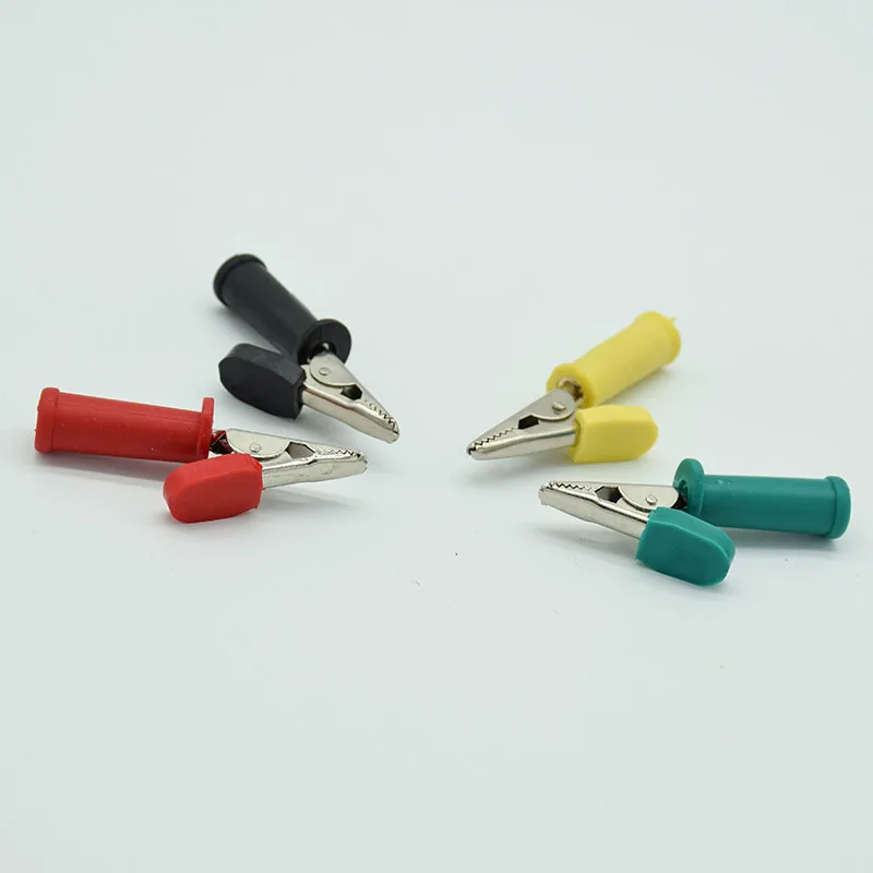 2pcs/lot Full Insulated Crocodile Alligator Clips With 4mm Socket Banana Jack Test Clamp Wire Clip