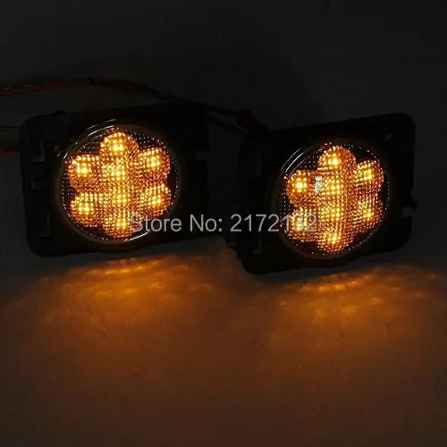 1Pair Black LED Front Fender Turn Signal Light LED Side Marker Lamp Front Fender Turn Signal Light For Jeep Wrangler JK 07-15