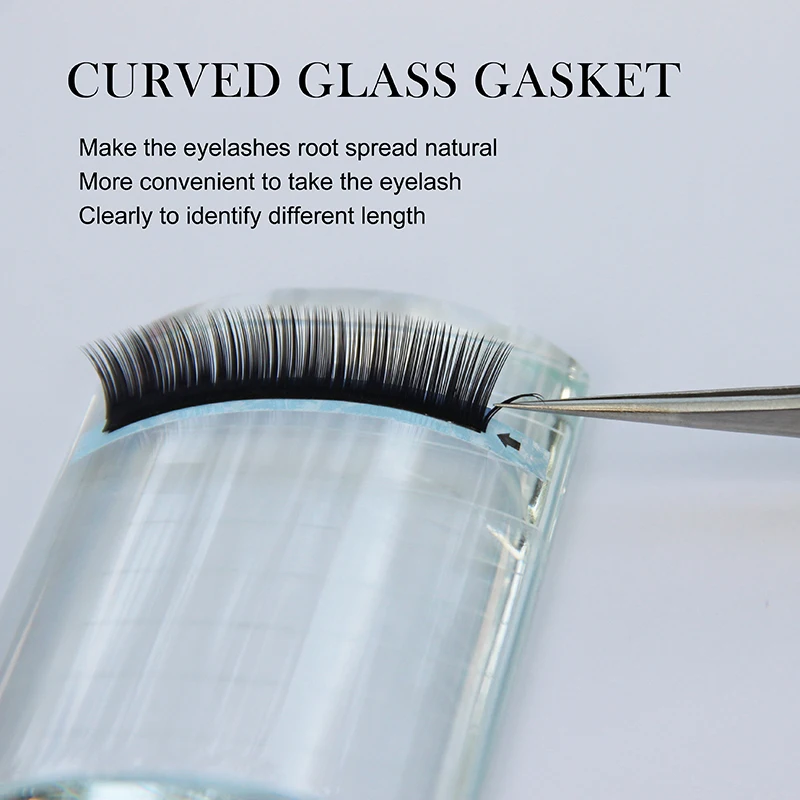 NATUHANA Eyelash Extension Pallet Crystal Glass U Curved Straight Stand False Eyelashe Holder Transparent Glue Tray Makeup Tool