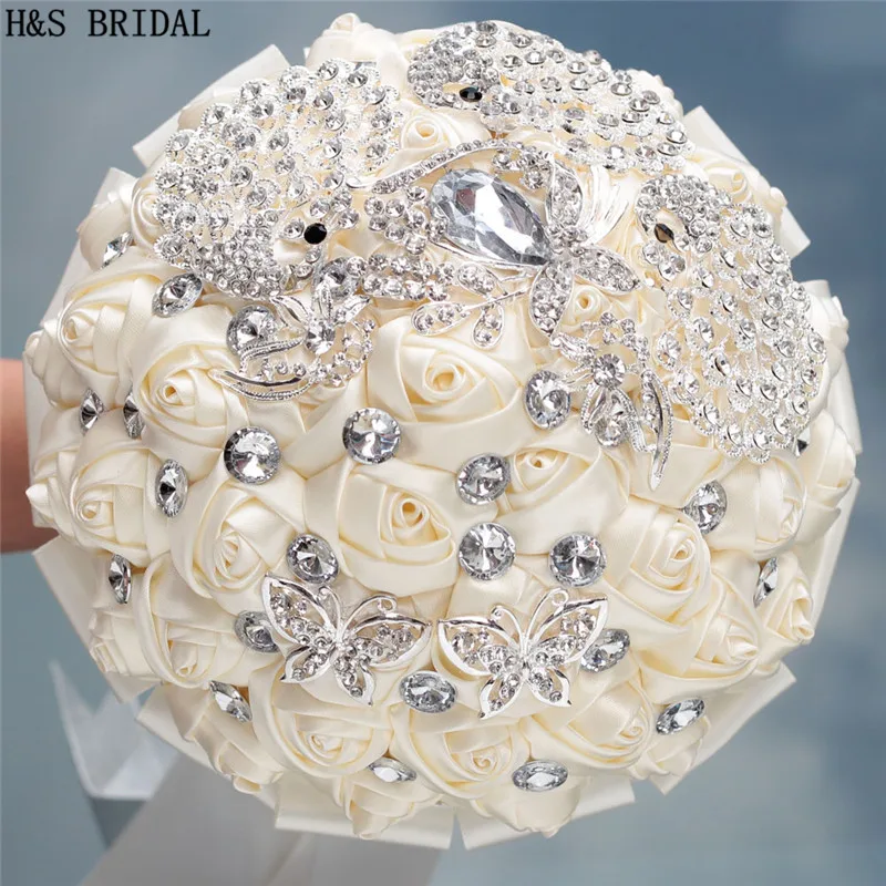 H & S Bridal Rhinestone Pernikahan Bouquet Pernikahan Aksesoris Bridal Karangan Bunga Buatan Pernikahan Karangan Bunga Matrimonio