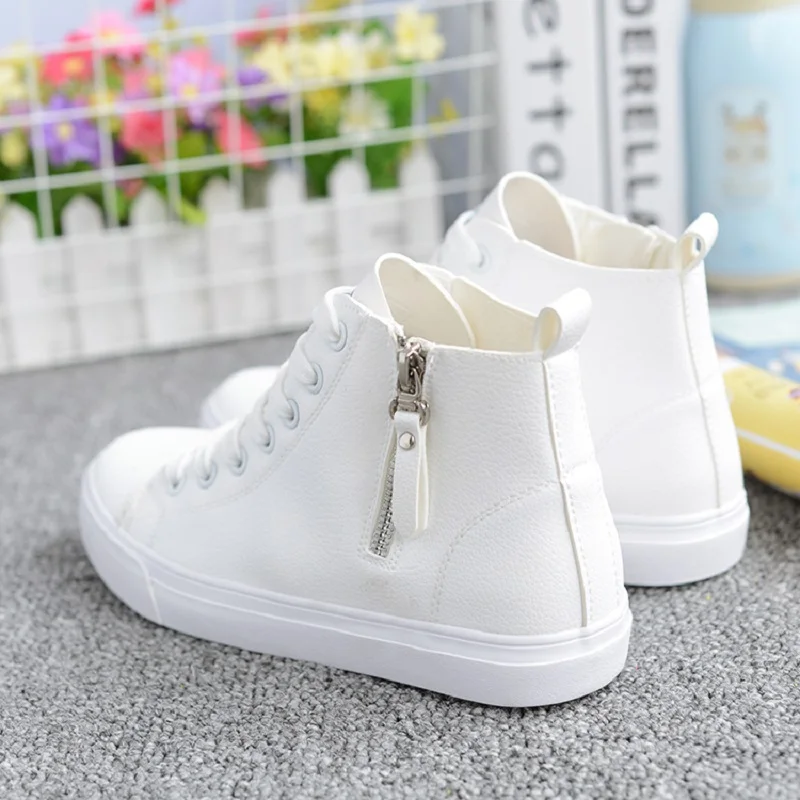 Women Casual Shoes New Autumn Fashion Zipper High Top Women Shoes lace-Up Platform Breathable Women Sneakers