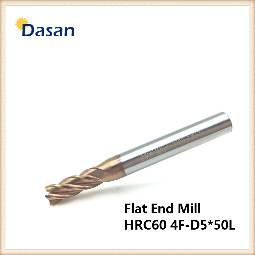 5mm 6mm End Mill HRC60 4Flute Spiral Solid Carbide Regular Length Flat CNC Lathe Tool Milling Cutter