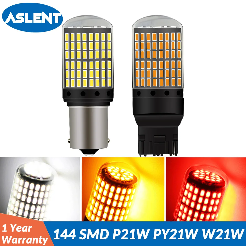 

2PCS T20 7440 W21W LED Bulbs 3014 144smd led 1157 BAY15D CanBus 1156 BA15S P21W BAU15S PY21W lamp Turn Signal Light No Flash