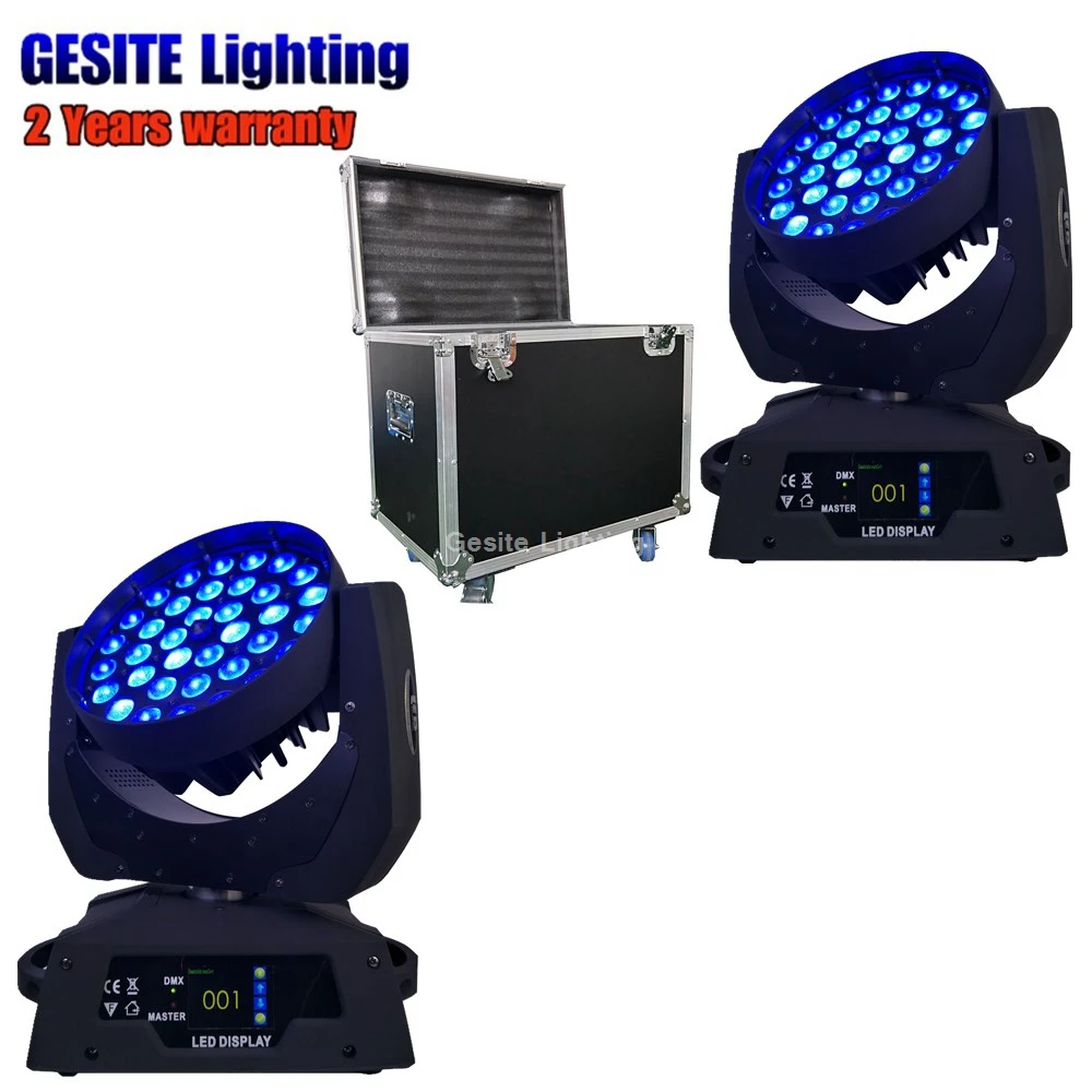 2unit flight case package 36x15w rgbwa 5in1 36x15 zoom wash led moving head