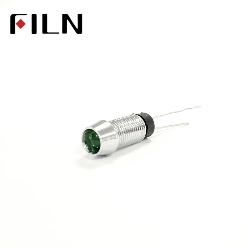 LED de 8mm, metal, latón, sin resistencia, el más barato 3V, 6V, 12V, 110V, 220V, luz piloto roja, verde, amarilla, azul