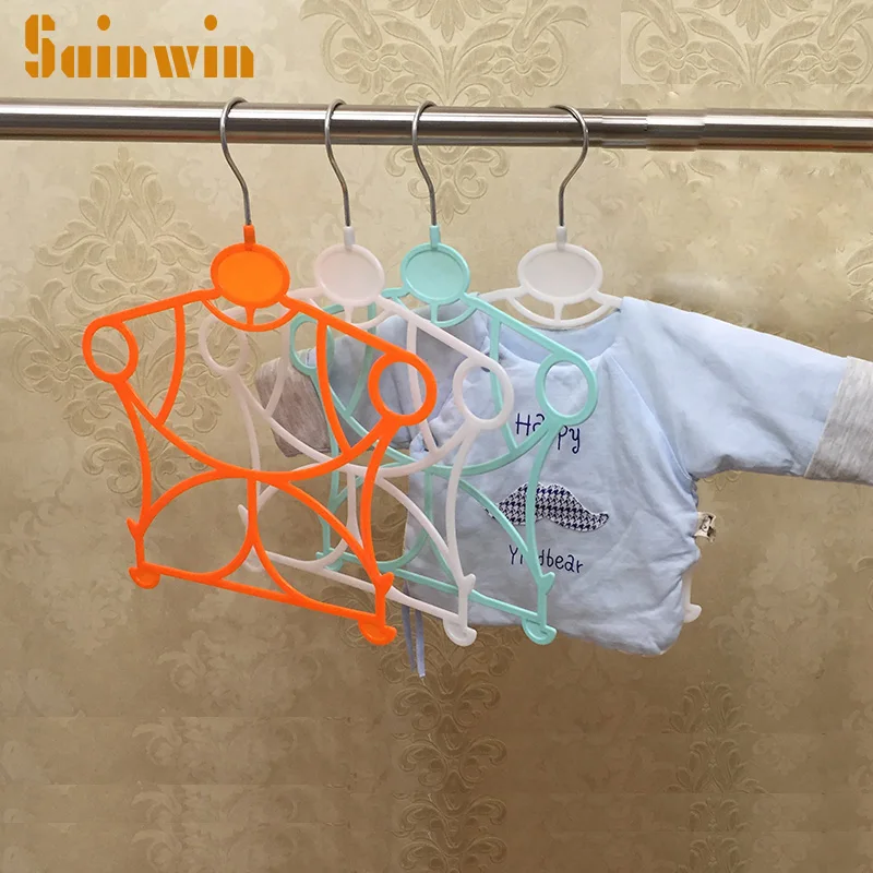 

Sainwin 10pcs/lot baby plastic hangers for clothes rack children hanger kids siamese clothes hangers (0-3,3-8 years baby)