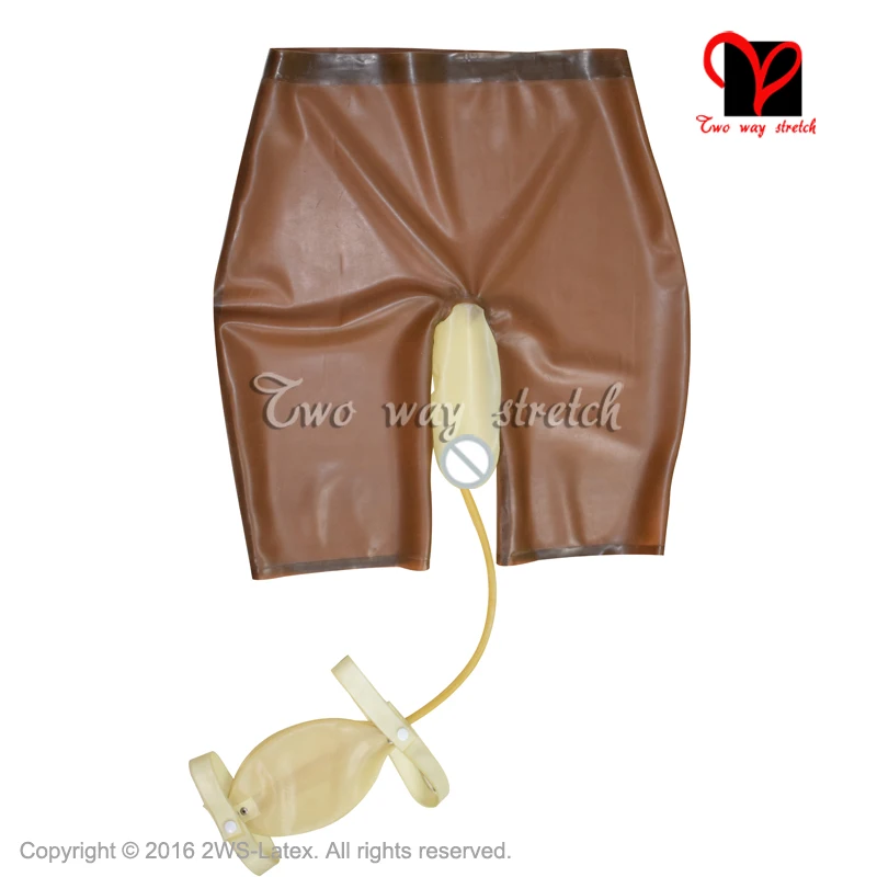 

Sexy Latex ong leg boxer short with piss Collection Bag Rubber briefs Underwear hotpants Underpants panty KZ-139