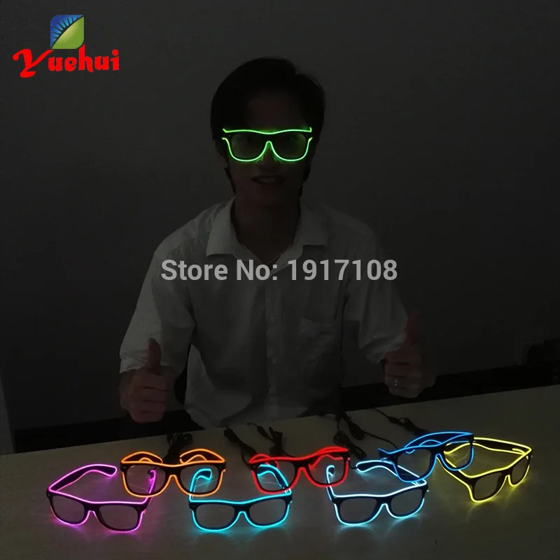 Fashion Brand designer Glow LED Glasses Neon LED  Light Up Sun Glasses Rave Party Decorative Bright SunglassesPowered by Battery