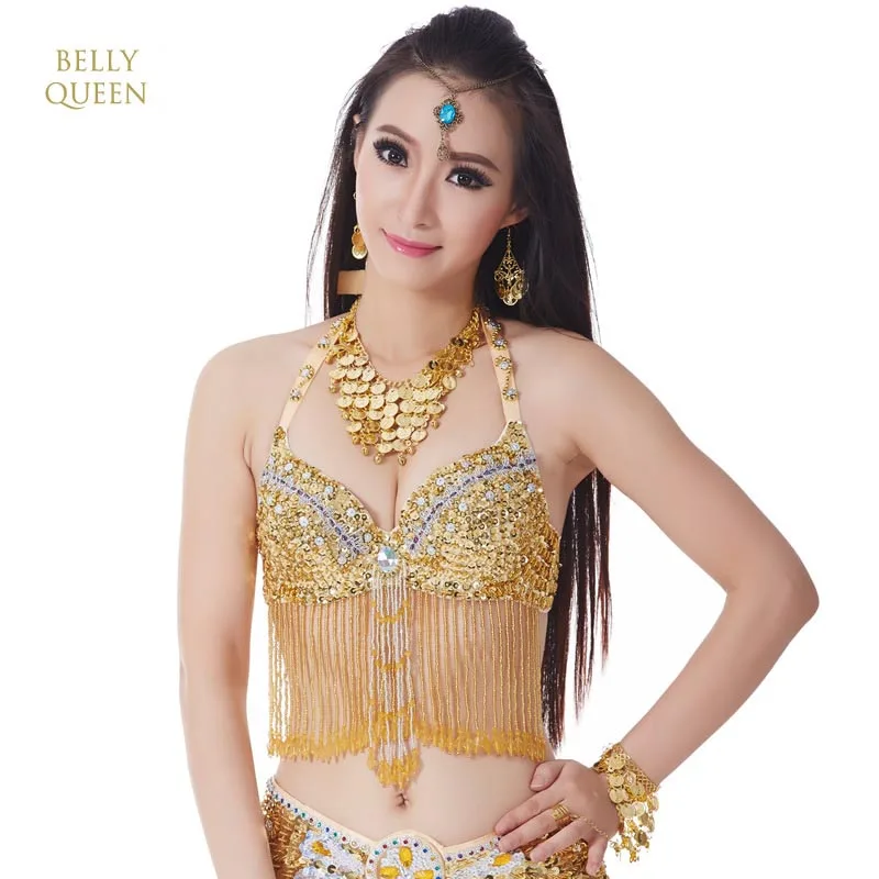 Belly Dance Fringe Halter Top Bra Sequin Beaded Women Girls Costume Underware Festival Dancing Outfit Belly Dancing Bra 9 Colors