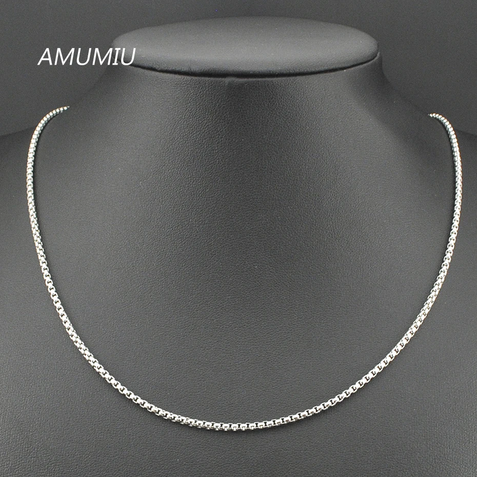 AMUMIU Promotion !  40/45/50/55/60/65/70cm,3mm Width 316L Stainless Steel For Women Men Fashion Chains Necklace MN002