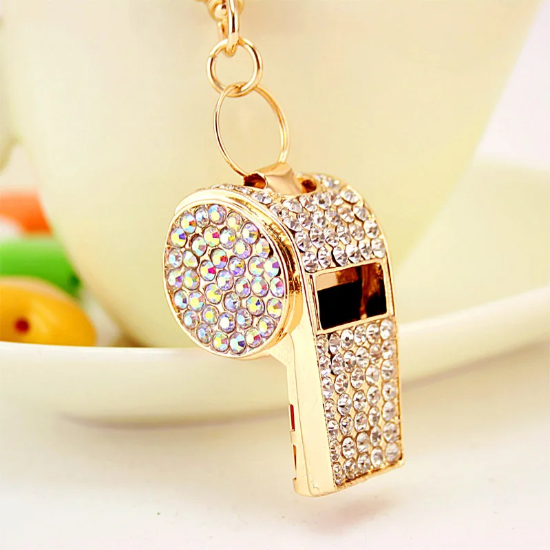 Fashion Creative Lovely Crystal Whistle Car Pendant Keychain For Women Bag Keychains Rhinestone Car keyrings Gifts Jewelry