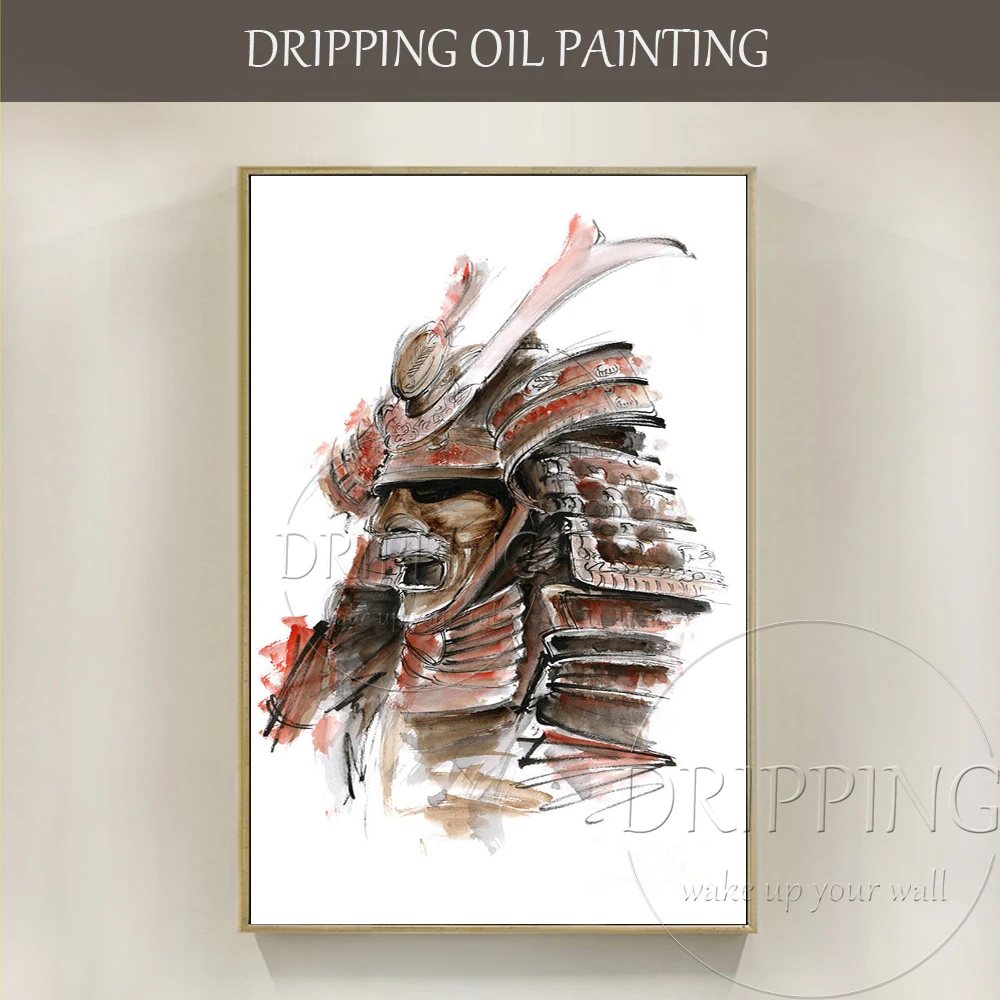 High Quality Wall Art Hand-painted Japan Samurai Painting Warrior Japanese Armor Oil Painting for Wall Decoration Armor Painting