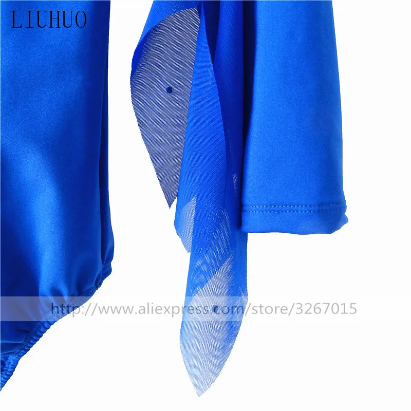 LIUHUO Ice Figure skating Men Boys Performance Clothing Match Suit Blue Costume Dance Leotard Long Sleeve Roller Competition Kid