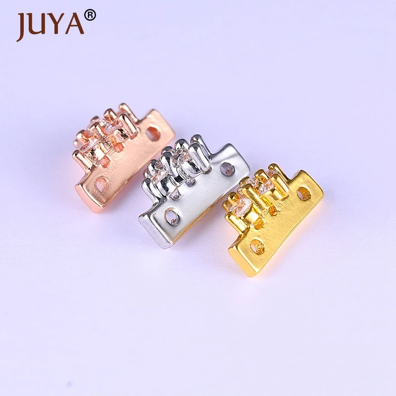 15pcs Wholesale Copper Cubic Zirconia Rhinestone Crystal 2 holes Spacer Bars For DIY Two Rows Beaded Chain Jewelry Accessories