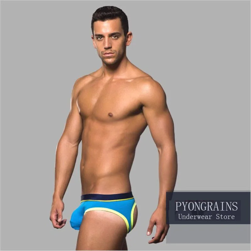 PYONGRAINS Underwear Men Male Sexy Briefs Cotton Fabric Hollow Design Men Underwear Briefs Men Underpants Cuecas Gay Underwear