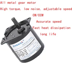 B60KTYZ 기어 감속 동기/AC 동기 영구 자석 모터 220V 14W
