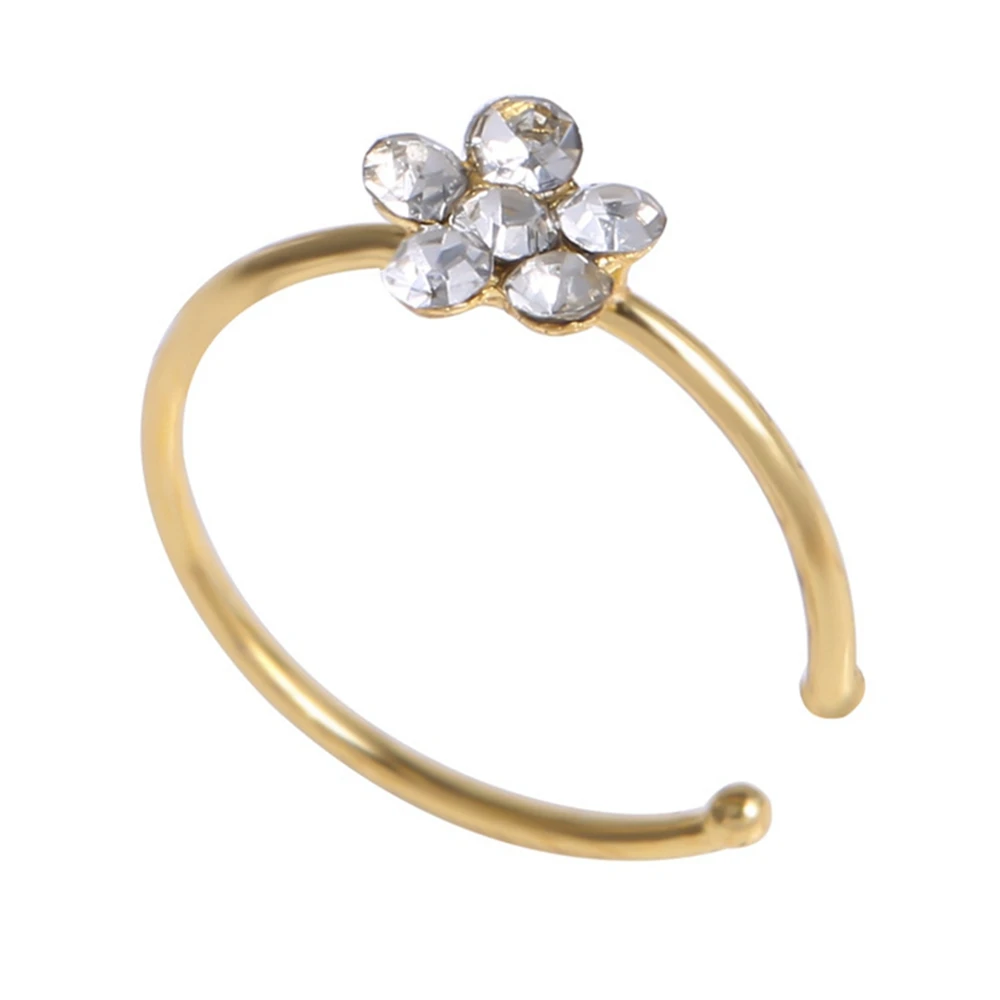Nose Piercing Jewelry Plum Flower Rhinestone Nose Piercing Hoop Nose Ring Cartilage Tragus Stud Ring Body Piercing Jewelry image 5
