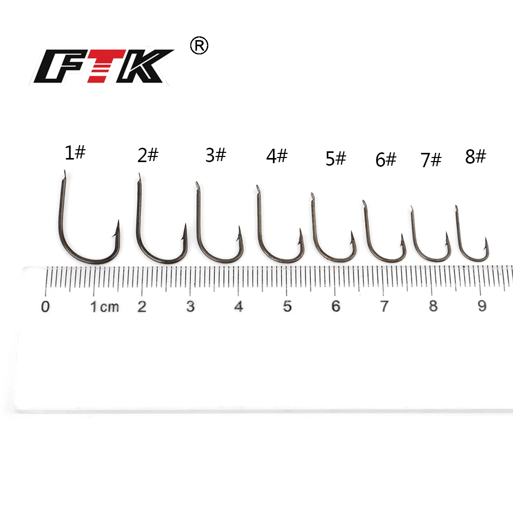 FTK 100Pcs/Lot New Flatted Round Barbed Hook 421BR SIZE1#-SIZE8# Fishing Hooks Jig Carp Anzol Fishhook Fishing Tackle