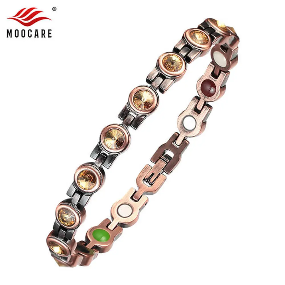 

Moocare Trendy Cooper Bracelet For Women Charm Zircon Inlaid Magnet Bioenergy Wrist Chain Christmas Gift