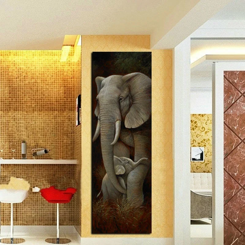 

Abstract Africa Elephant Son Animal Oil Painting on Canvas Posters and Prints Tiger Scandinavian Wall Picture For Living Room